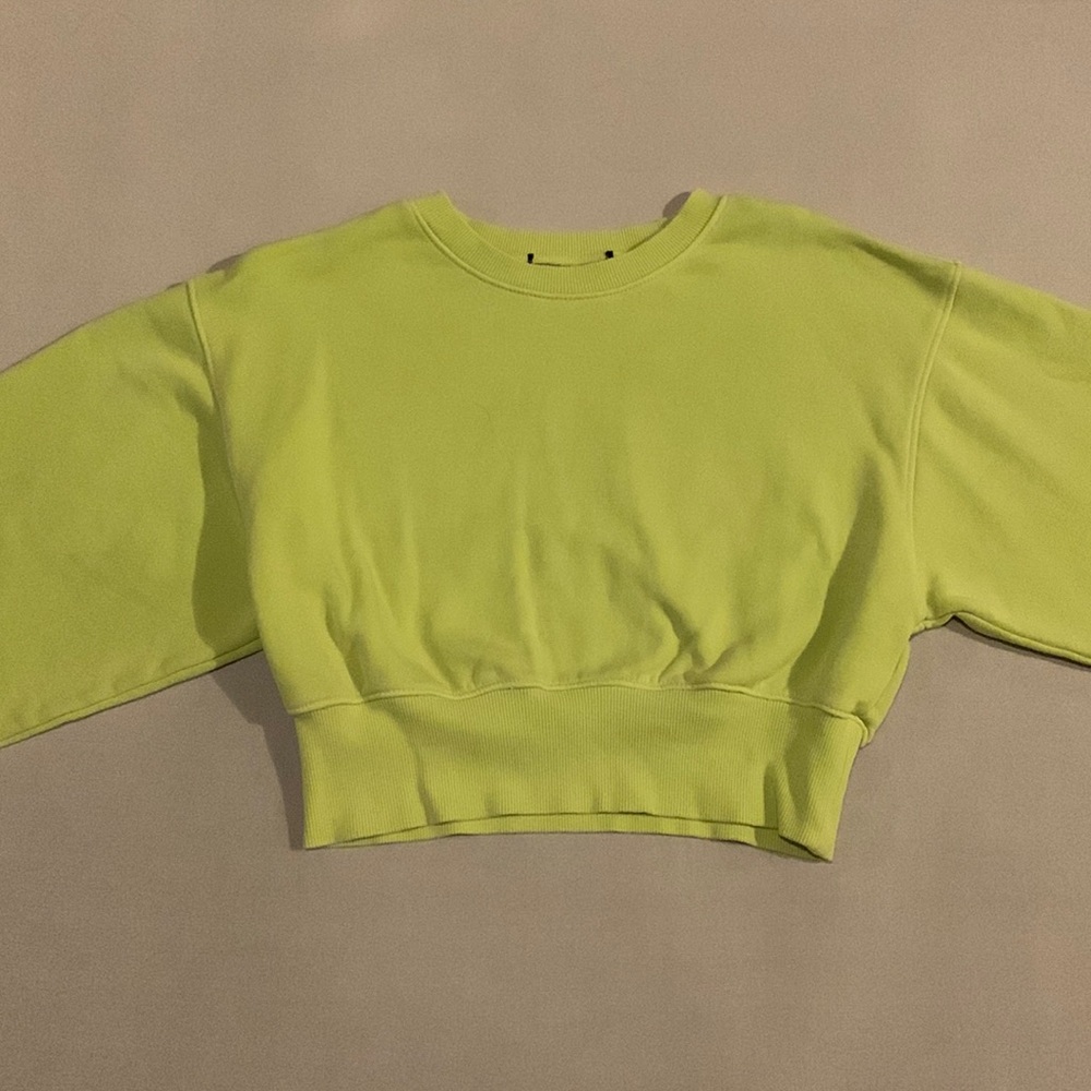 Neon Green Cropped Crewneck